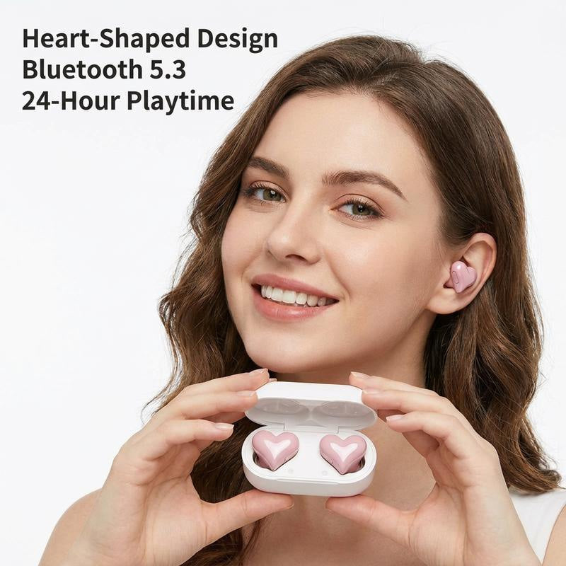 📢📢50%  OFF !! ⏰Stylish Heart-Shaped Bluetooth Earbuds