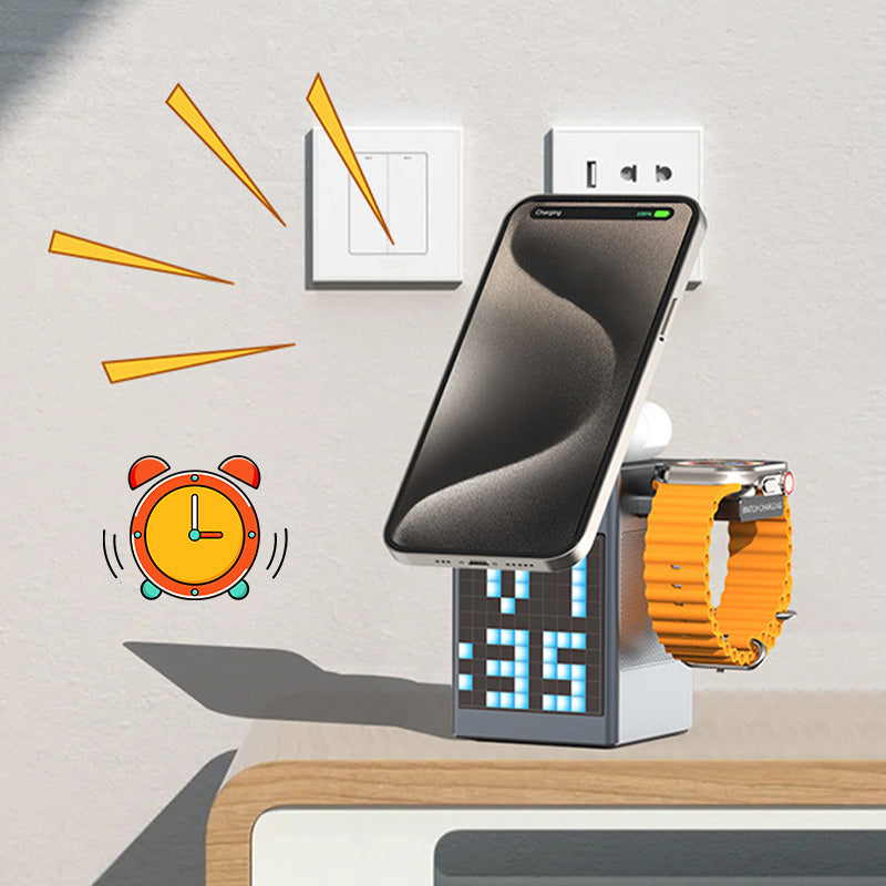 📢📢60%  OFF !! ⏰Multifunctional Charging Station with Built-in Bluetooth Speaker & Clock