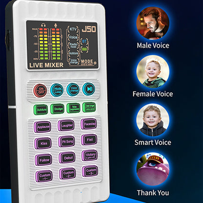 📢📢60% OFF!!⏰ Portable Handheld Live Sound Card (Voice Changer): Multifunctional Effects + Noise Cancellation – Stream from Anywhere!