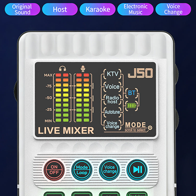 📢📢60% OFF!!⏰ Portable Handheld Live Sound Card (Voice Changer): Multifunctional Effects + Noise Cancellation – Stream from Anywhere!