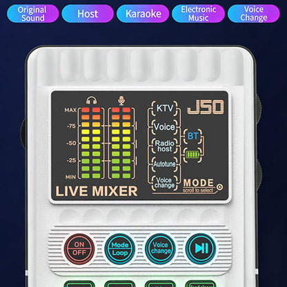 📢📢60% OFF!!⏰ Portable Handheld Live Sound Card (Voice Changer): Multifunctional Effects + Noise Cancellation – Stream from Anywhere!