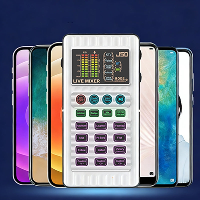📢📢60% OFF!!⏰ Portable Handheld Live Sound Card (Voice Changer): Multifunctional Effects + Noise Cancellation – Stream from Anywhere!