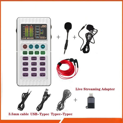 📢📢60% OFF!!⏰ Portable Handheld Live Sound Card (Voice Changer): Multifunctional Effects + Noise Cancellation – Stream from Anywhere!
