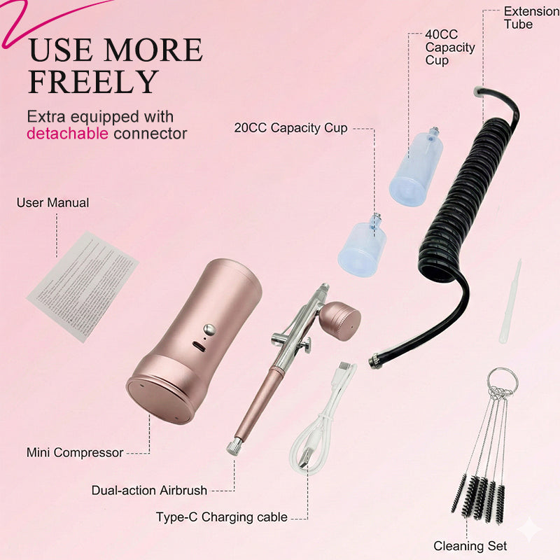 📢📢50%  OFF !! ⏰🎨 Three pressure settings + wireless freedom! Professional-grade airbrush for makeup, nail art, and modeling—all in one device! ✨