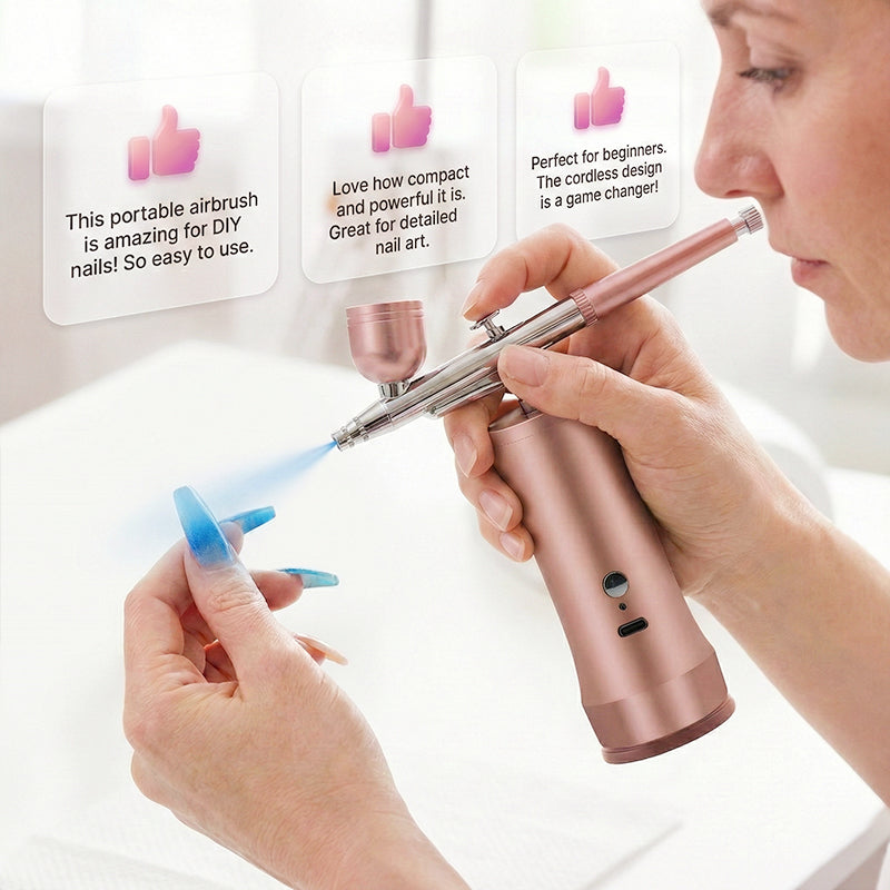 📢📢50%  OFF !! ⏰🎨 Three pressure settings + wireless freedom! Professional-grade airbrush for makeup, nail art, and modeling—all in one device! ✨