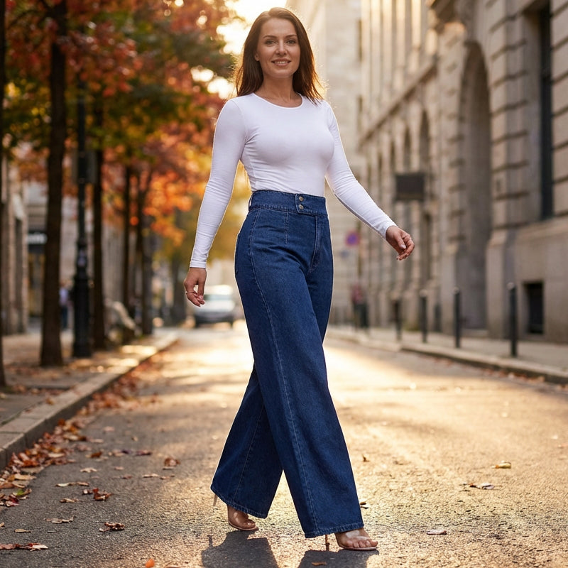 📢📢60%  OFF !! ⏰Women's High-Waist Wide-Leg Jeans