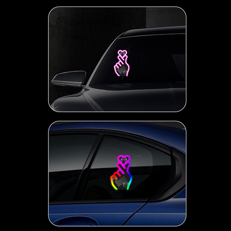 📢📢50%  OFF !! ⏰Solar-Powered Finger Heart LED Car Light
