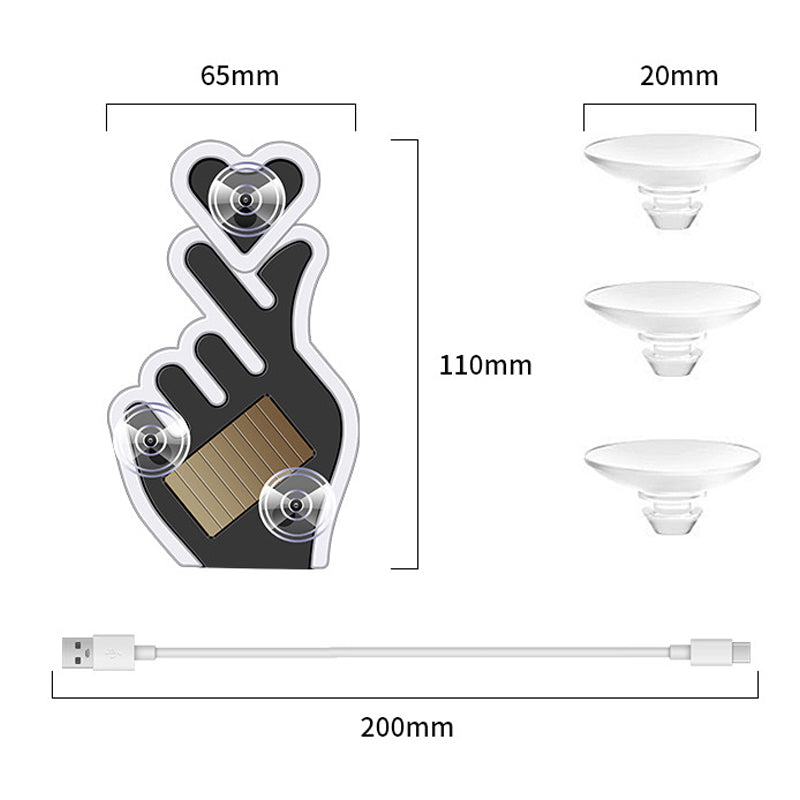 📢📢50%  OFF !! ⏰Solar-Powered Finger Heart LED Car Light