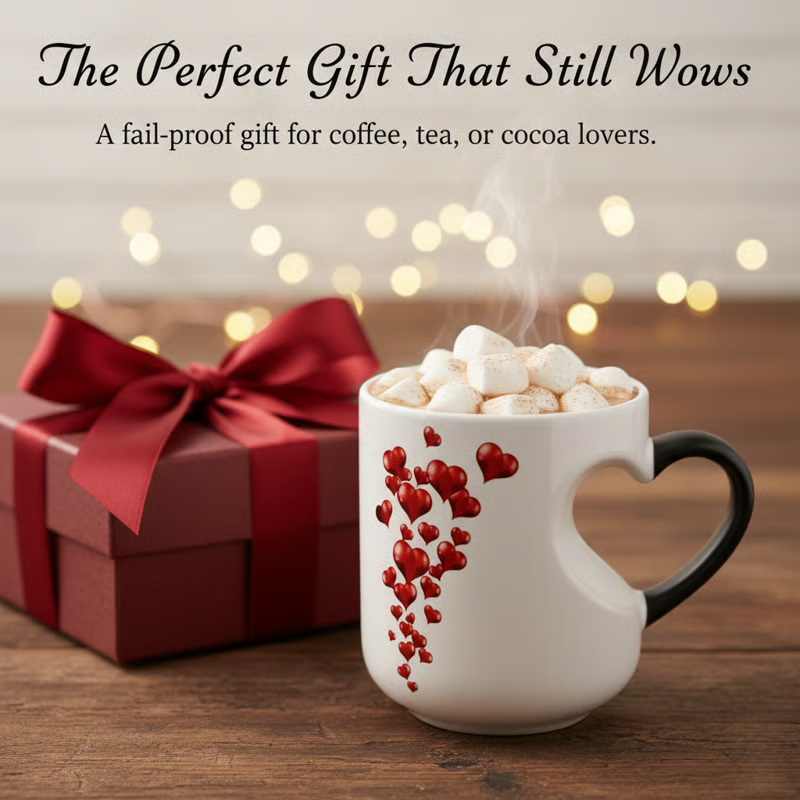 📢📢60%  OFF !!⏰Color Changing Heart Handle Ceramic Mug for Valentine's Day