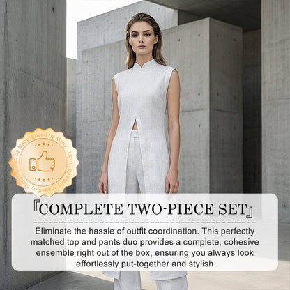 📢📢60% OFF !!!⏰Solid High Low Split Top & Pants 2-Piece Set