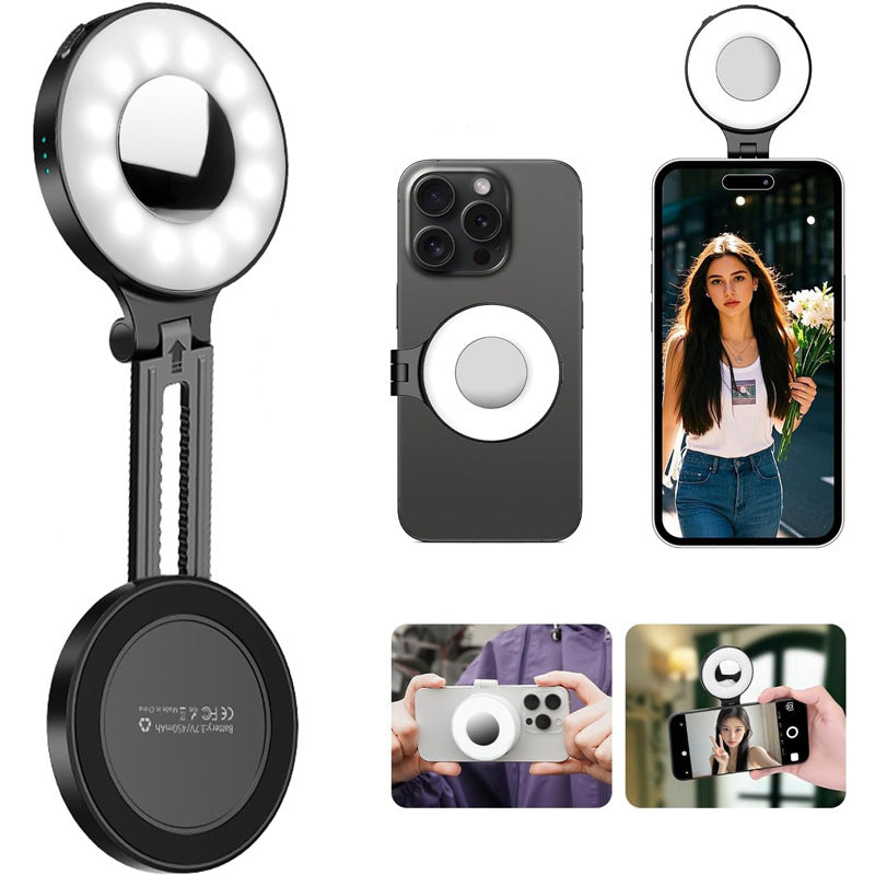 3-in-1 Magnetic Phone Light With Built-in Mirror