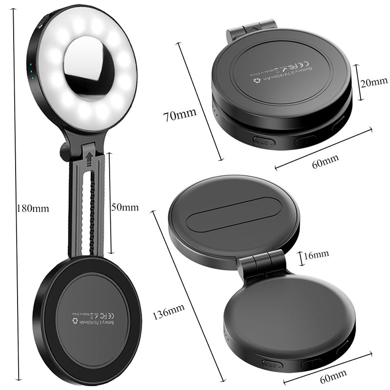 3-in-1 Magnetic Phone Light With Built-in Mirror