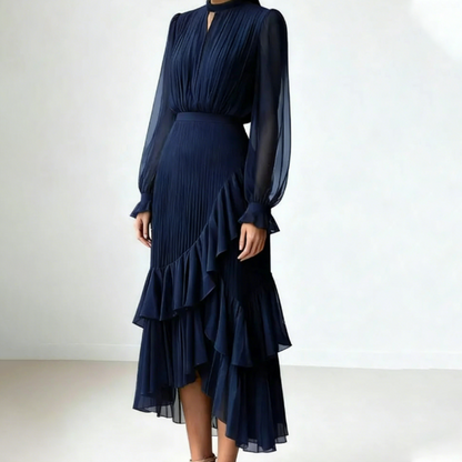 📢📢60% OFF !!!⏰Women's Keyhole Neckline Ruffled Midi Dress