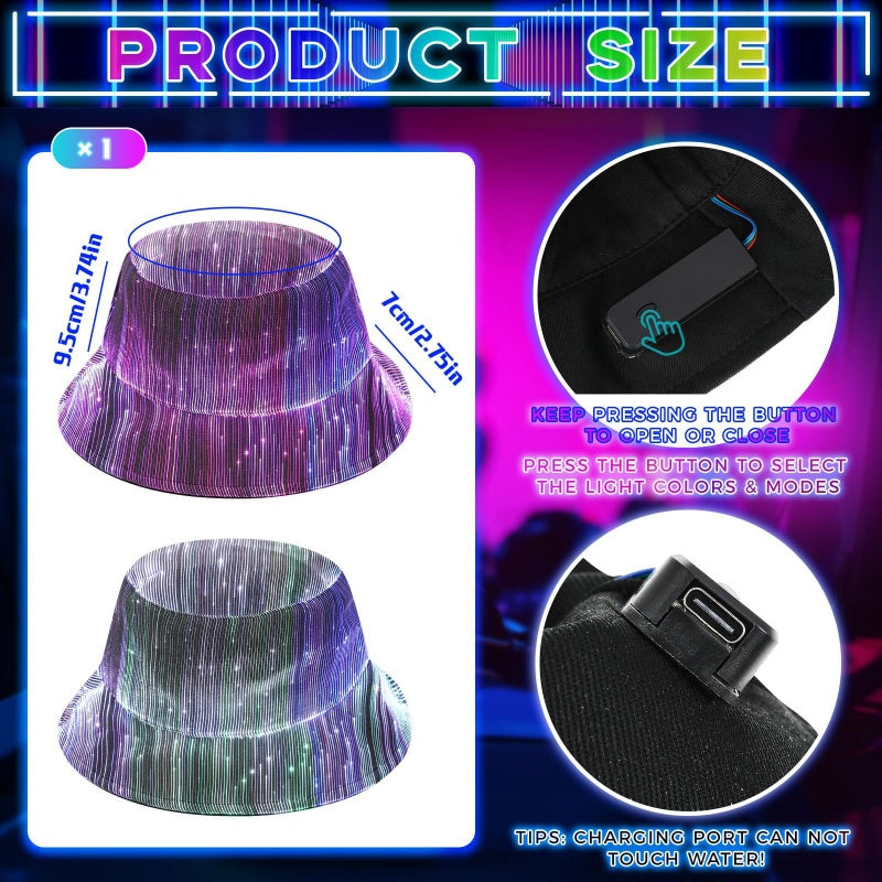 📢📢50% OFF !!!⏰Luminous Fiber Optic Bucket Hat