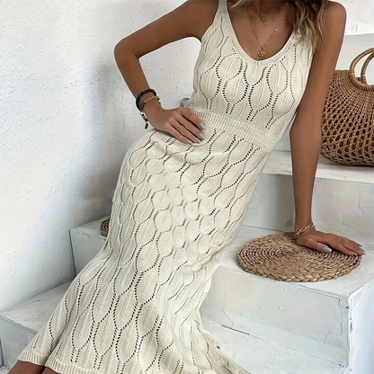 📢📢50% OFF !!!⏰Elegant V-Neck Pointelle Knit Dress