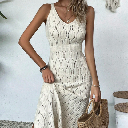 📢📢50% OFF !!!⏰Elegant V-Neck Pointelle Knit Dress