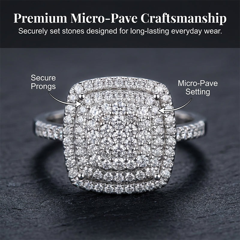 📢📢Big Sale Now On!⏰Brilliant Double Halo Square Ring for Women