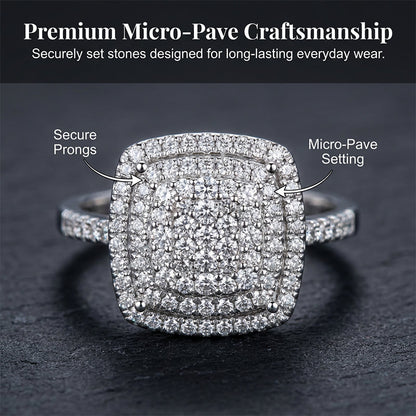 📢📢Big Sale Now On!⏰Brilliant Double Halo Square Ring for Women