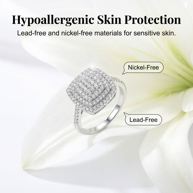 📢📢Big Sale Now On!⏰Brilliant Double Halo Square Ring for Women