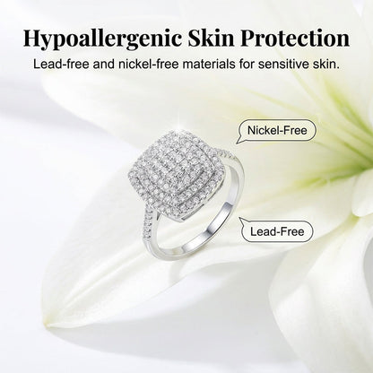 📢📢Big Sale Now On!⏰Brilliant Double Halo Square Ring for Women