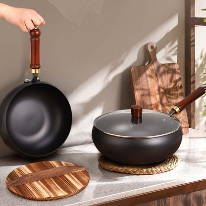 💎 59% OFF! 💎 Uncoated Thick Iron Wok with Lid – Healthy Pure Iron, Family-Sized & Works on All Stovetops 🍳🔥