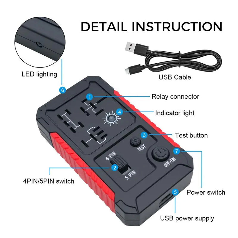 📢📢50%  OFF !! ⏰USB-C Car Relay Tester for 4/5 Pin Relays