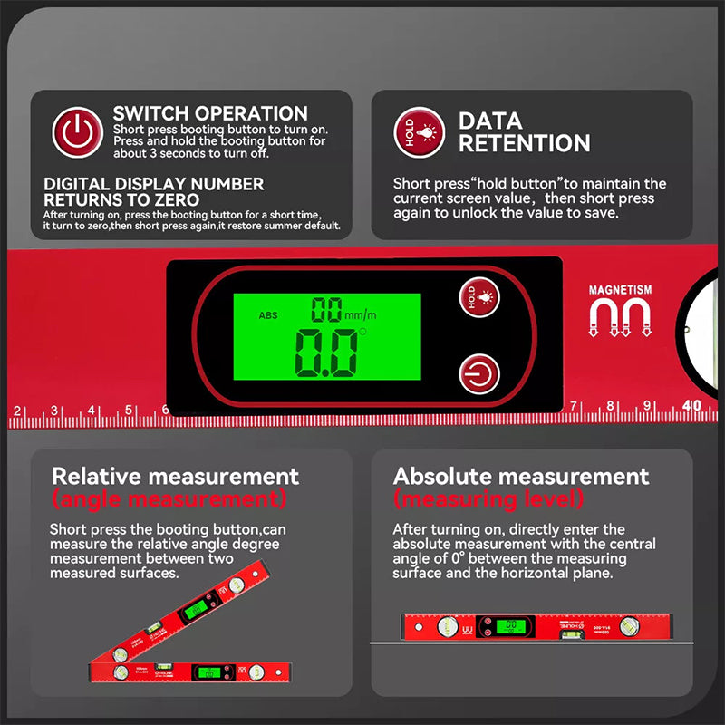 📢📢50%  OFF !! ⏰Multi-Function High Precision Magnetic Level with LCD Digital Display