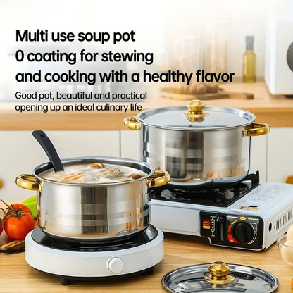 📢📢40%  OFF !! ⏰5-Piece Stainless Steel Cookware Set with Glass Lids