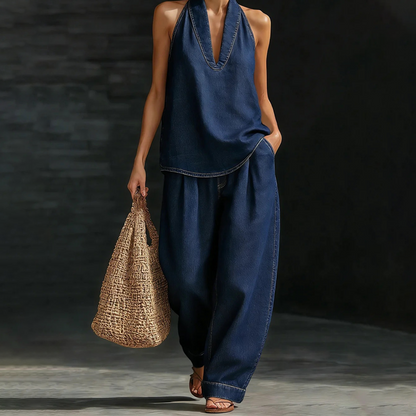 📢📢50% OFF !!!⏰Women's Casual Halter Top & Wide-Leg Pants Set