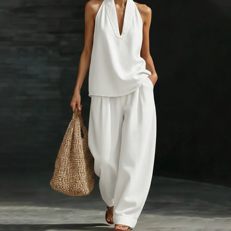 📢📢50% OFF !!!⏰Women's Casual Halter Top & Wide-Leg Pants Set