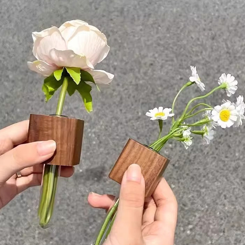 Magnetic Wooden Vase with Test Tube