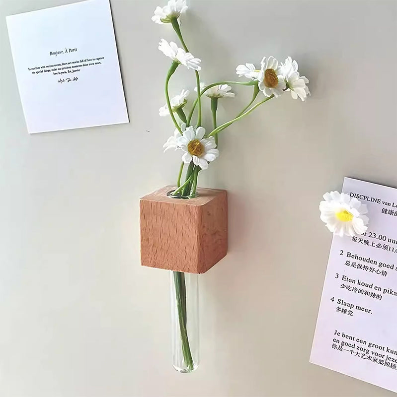 Magnetic Wooden Vase with Test Tube