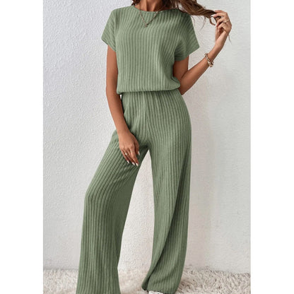📢📢30% OFF !! ⏰Women's Ribbed Knit Top & Wide-Leg Pants Set
