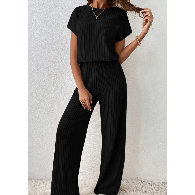 📢📢30% OFF !! ⏰Women's Ribbed Knit Top & Wide-Leg Pants Set
