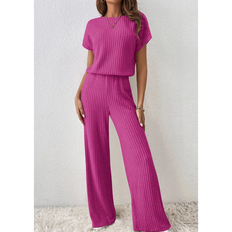 📢📢30% OFF !! ⏰Women's Ribbed Knit Top & Wide-Leg Pants Set