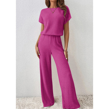 📢📢30% OFF !! ⏰Women's Ribbed Knit Top & Wide-Leg Pants Set