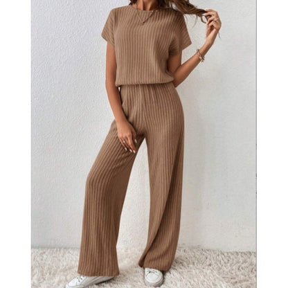📢📢30% OFF !! ⏰Women's Ribbed Knit Top & Wide-Leg Pants Set