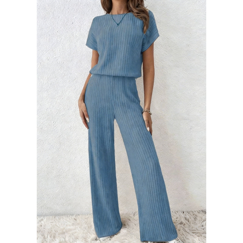 📢📢30% OFF !! ⏰Women's Ribbed Knit Top & Wide-Leg Pants Set