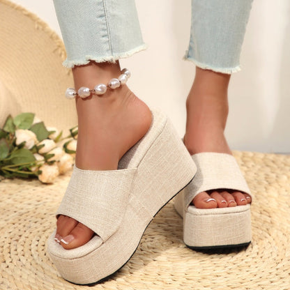 📢📢35% OFF !!!⏰Women's Open-Toe Slip-On Platform Wedge Sandals