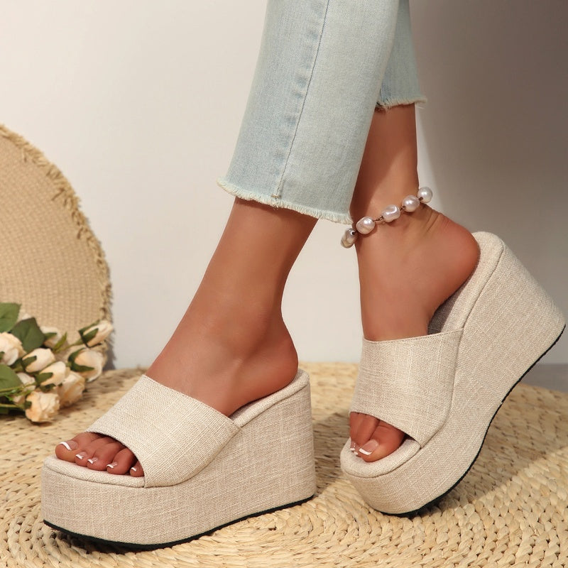 📢📢35% OFF !!!⏰Women's Open-Toe Slip-On Platform Wedge Sandals
