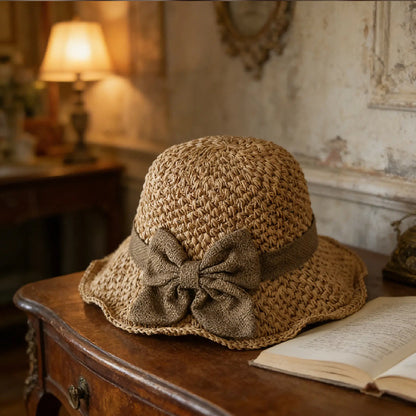 📢📢30% OFF !!!⏰🌞Elegant Woven Straw Sun Hat with Bow
