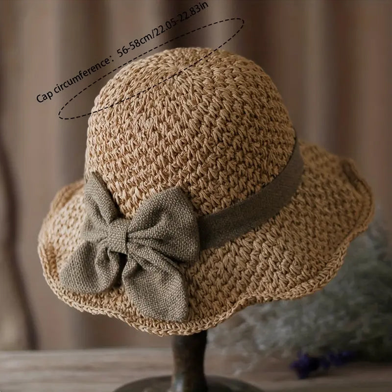 📢📢30% OFF !!!⏰🌞Elegant Woven Straw Sun Hat with Bow