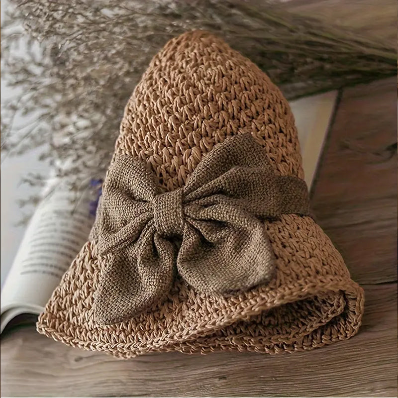 📢📢30% OFF !!!⏰🌞Elegant Woven Straw Sun Hat with Bow
