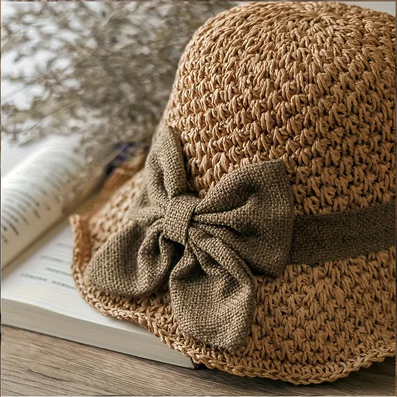 📢📢30% OFF !!!⏰🌞Elegant Woven Straw Sun Hat with Bow