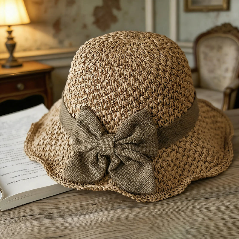 📢📢30% OFF !!!⏰🌞Elegant Woven Straw Sun Hat with Bow