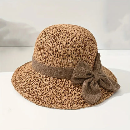 📢📢30% OFF !!!⏰🌞Elegant Woven Straw Sun Hat with Bow