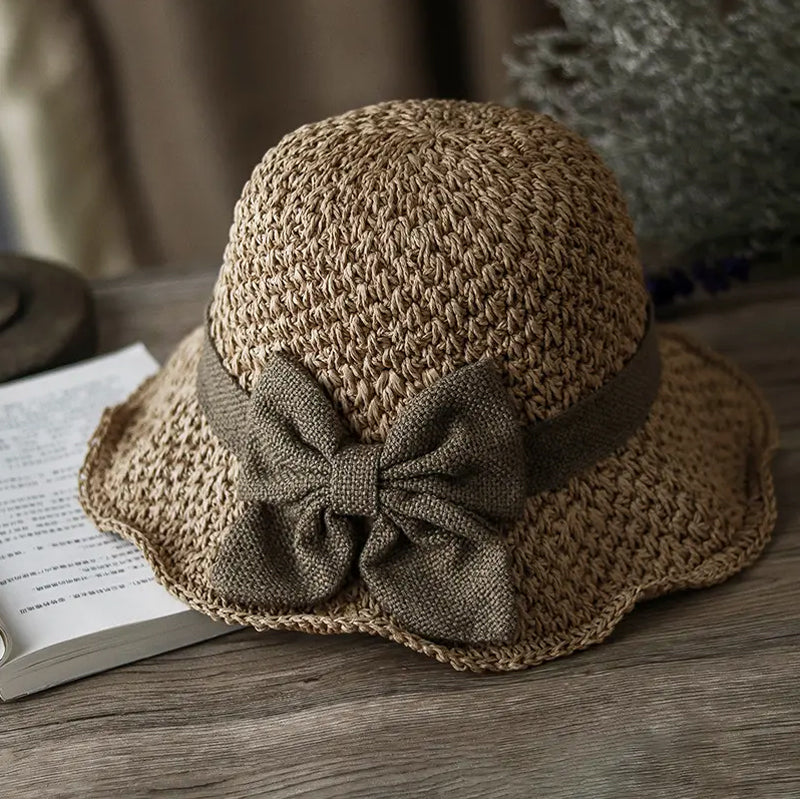 📢📢30% OFF !!!⏰🌞Elegant Woven Straw Sun Hat with Bow