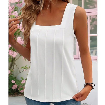 📢📢30% OFF !!!⏰Women's Square Neck Pleated Tank Top