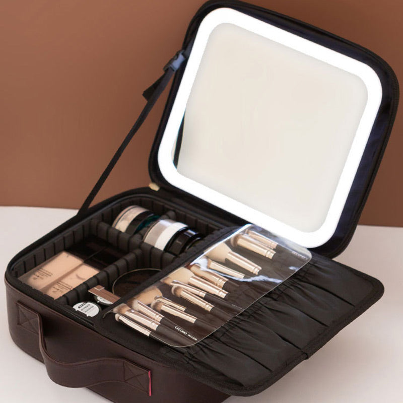 📢📢30% OFF !! ⏰Travel Makeup Bag with LED Mirror