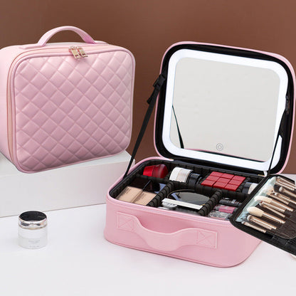 📢📢30% OFF !! ⏰Travel Makeup Bag with LED Mirror